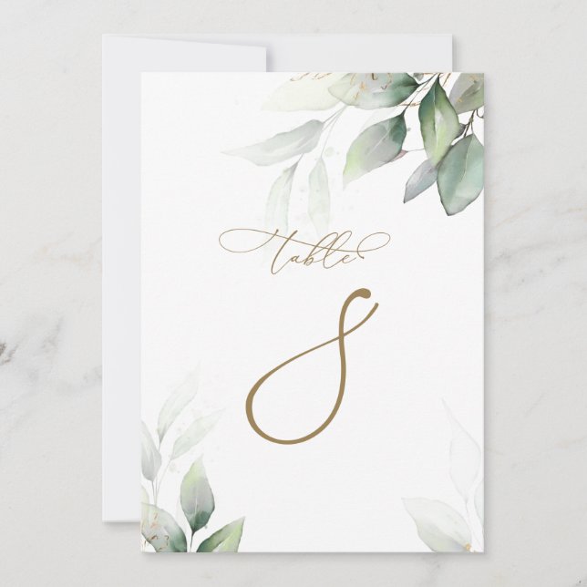 Eucalyptus Green Tableau 8 Mariage Numéro de table (Devant)