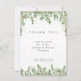 Eucalyptus Green Watercolor & Gold Wedding  Einladung
