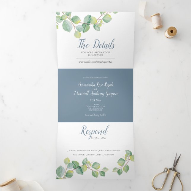 Eucalyptus Green Wedenery Invitations (Intérieur)