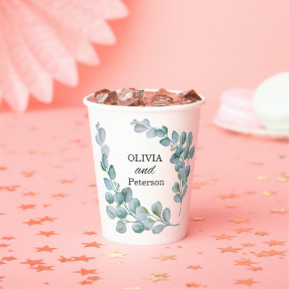 Eucalyptus greenary wedding paper cop pappbecher