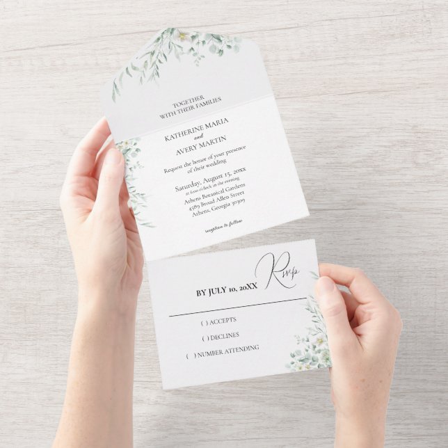 Eucalyptus Greenery All In One Invitation Einladung (Abreißtisch)