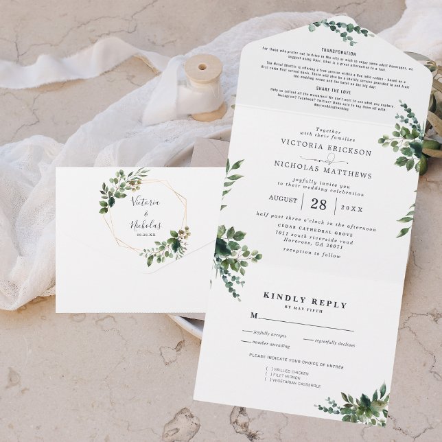 Eucalyptus Greenery | All in One Wedding Invite Einladung (Von Creator hochgeladen)