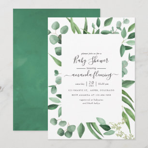 Eucalyptus Greenery Baby Shower Einladung
