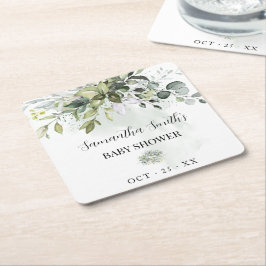 Eucalyptus Greenery Baby Shower Rechteckiger Pappuntersetzer