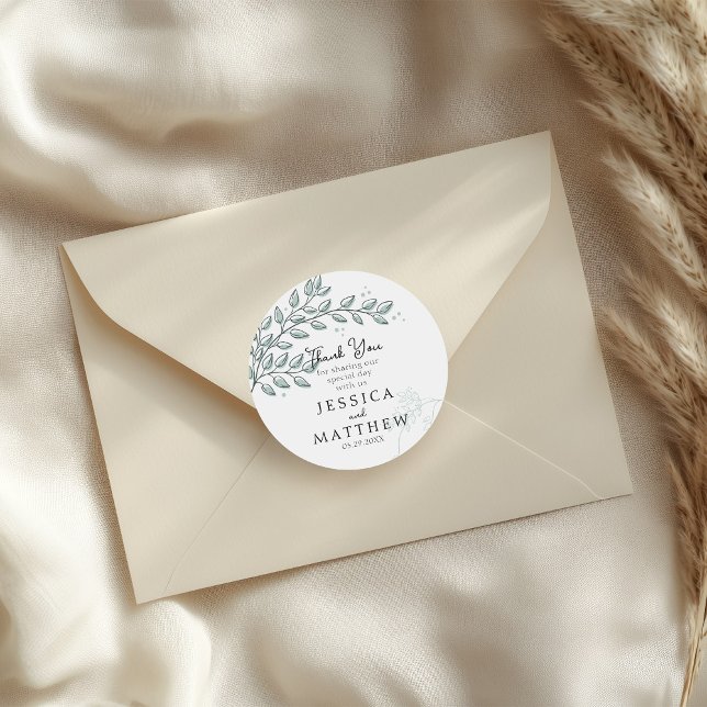 Eucalyptus Greenery Boho Elegant Wedding Runder Aufkleber (Von Creator hochgeladen)