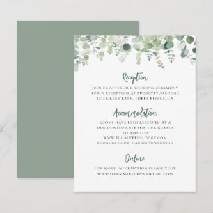 Eucalyptus Greenery Détails du Mariage Carte de bo