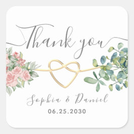 Eucalyptus Greenery Elegant Wedding Vielen Dank Quadratischer Aufkleber