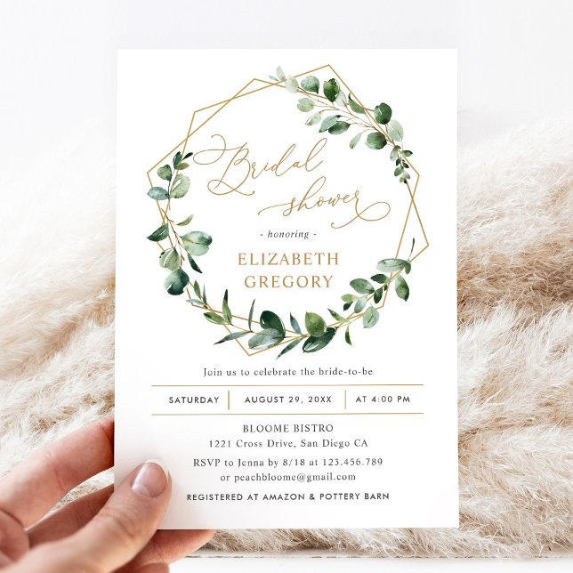 Eucalyptus Greenery Geometric Bridal Shower Einladung (Von Creator hochgeladen)