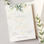 Eucalyptus Greenery Gold Leaves Botanical Wedding Folieneinladung<br><div class="desc">Beautiful wedding invitation featuring watercolor eucalyptus and gold foil leaves. Perfect choice for spring and summer weddings.</div>