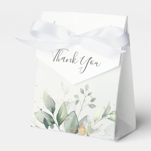 Eucalyptus Greenery Gold Leaves Elegant Wedding Geschenkschachtel (Vorderseite)