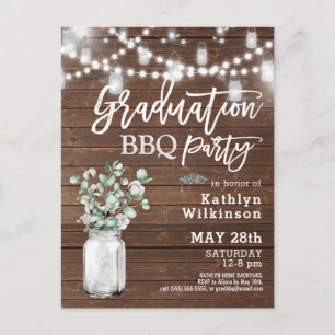 Eucalyptus Greenery GRAD BBQ Party Invitation