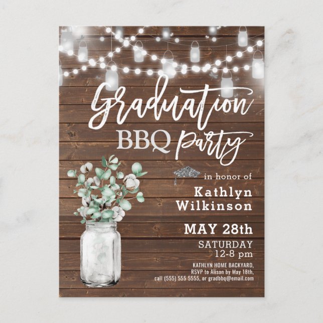Eucalyptus Greenery GRAD BBQ Party Invitation (Devant)