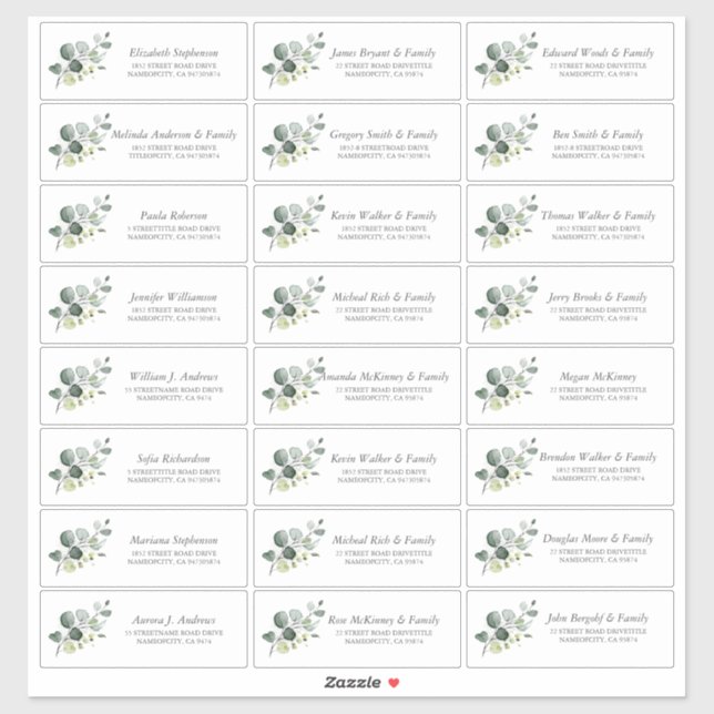 Eucalyptus Greenery Guest Names Smaller Labels (Blatt)