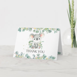 Eucalyptus Greenery Koala Boy Baby Shower Geburtst Dankeskarte