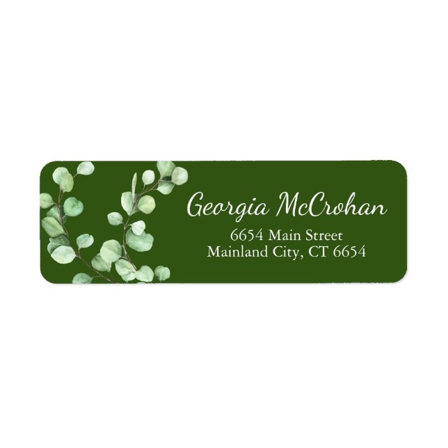 Eucalyptus Greenery Leaves Return Address Label (Vorne)