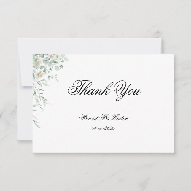 Eucalyptus Greenery Leaves  Thank You Card Dankeskarte (Vorderseite)