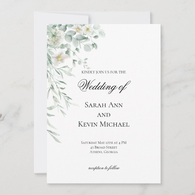 Eucalyptus Greenery Leaves  Wedding Invitation Einladung (Vorderseite)
