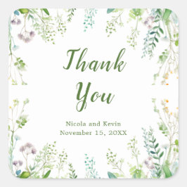 Eucalyptus Greenery Leaves Wedding  Quadratischer Aufkleber