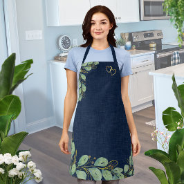 Eucalyptus Greenery Navy Blue Kitchen Schürze