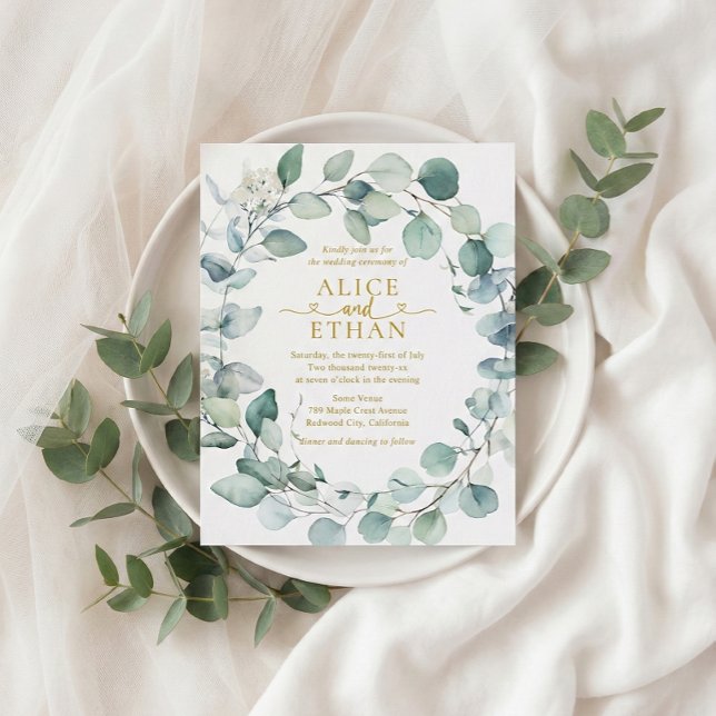 Eucalyptus Greenery QR Code Photo Wedding Flyer (Von Creator hochgeladen)