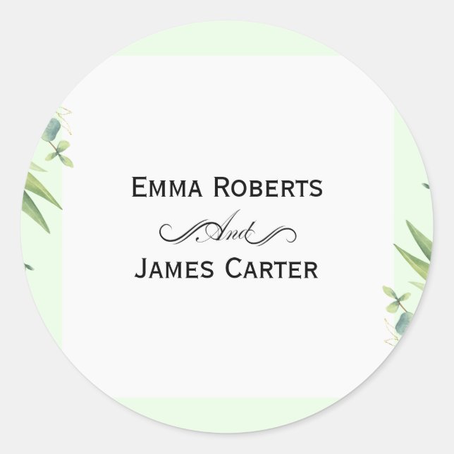 Eucalyptus Greenery Round Sticker (Vorderseite)