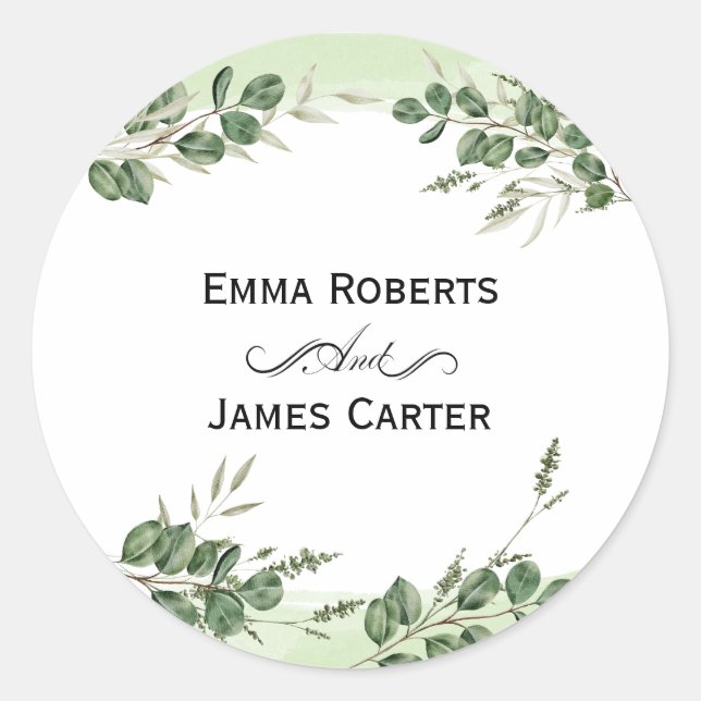 Eucalyptus Greenery Round Sticker (Vorderseite)