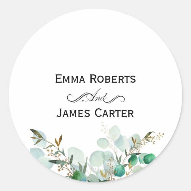 Eucalyptus Greenery Round Sticker (Vorderseite)