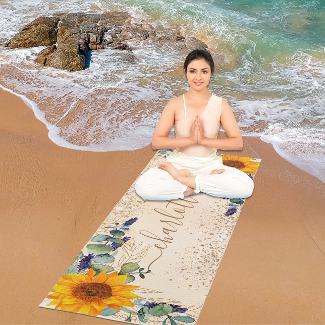 Eucalyptus greenery sunflowers glitter yogamatte (Von Creator hochgeladen)