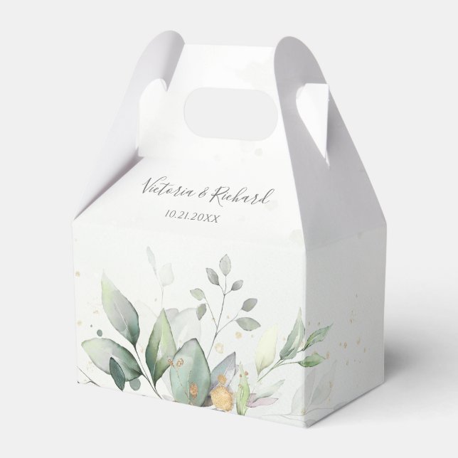 Eucalyptus Greenery Watercolor Elegant Wedding Geschenkschachtel (Vorderseite)