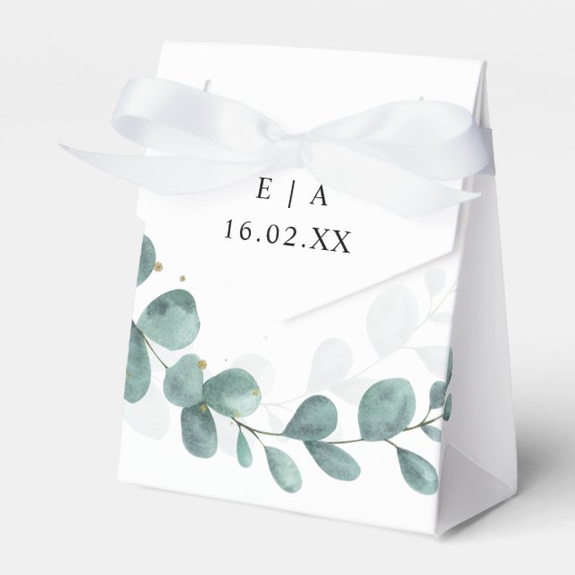 Eucalyptus Greenery Wedding Bonbonniere Geschenkschachtel (Vorderseite)