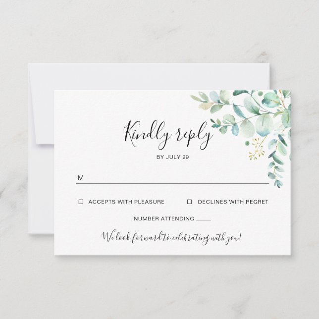 Eucalyptus Greenery Wedding Carte Rsvp (Devant)