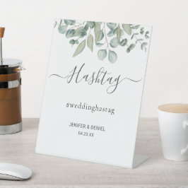Eucalyptus Greenery Wedding hashtag sign Sockelschild