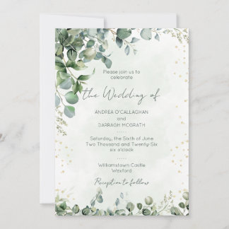 Eucalyptus Greenery Wedding Invitation Flat Card