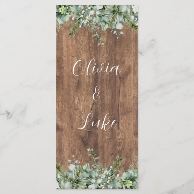 Eucalyptus Greenery Wedding Menu Card | Rustic (Devant)