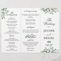 Eucalyptus Greenery Wedding Programme