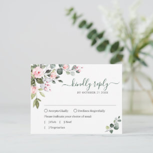 Eucalyptus Grünliche Rosen Hochzeits-RSVP-Karte Postkarte