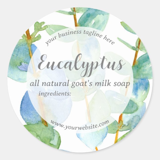 Eucalyptus Handmade Soap Skincare Product Label Runder Aufkleber (Vorderseite)
