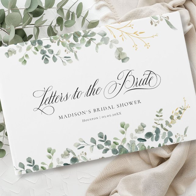 Eucalyptus Handwriting Script-Brautparty Gästebuch (Personalized Eucalyptus Handwriting Script Bridal Shower Guest Book)