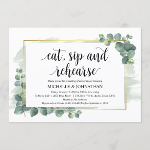Eucalyptus Hochzeitliches Abendessen Probe Einladu Einladung
