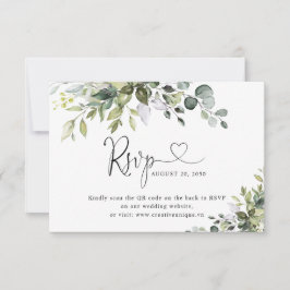 Eucalyptus-Hochzeitswebsite-QR-Code-RSVP-Karte RSVP Karte