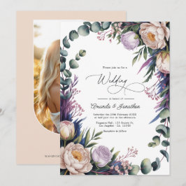 Eucalyptus, Lavender & Champagne Blush Wedding Einladung
