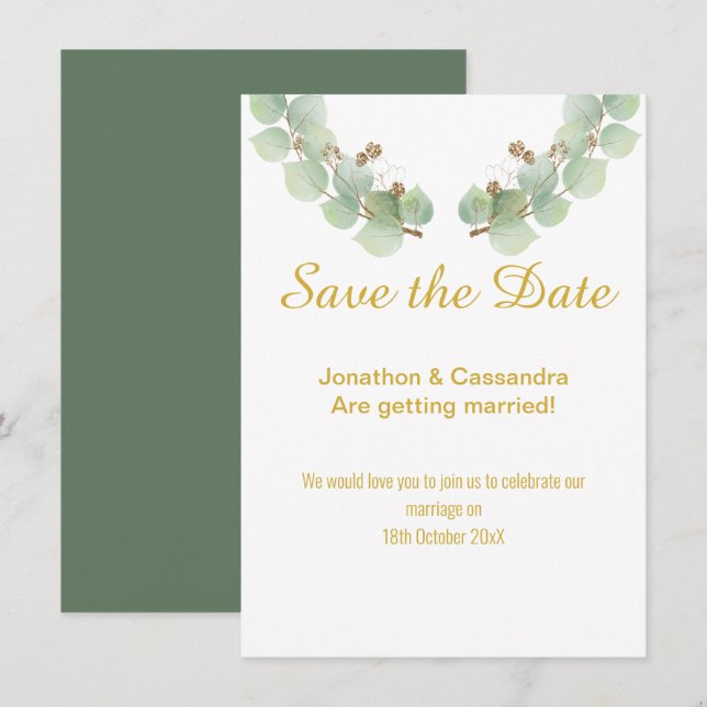 EUCALYPTUS LEAF SAVE THE DATE (Vorne/Hinten)