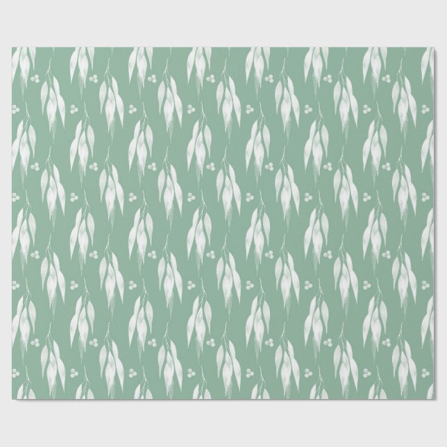 Eucalyptus Leaves and Branches Watercolor Pattern  Geschenkpapier (Flach)