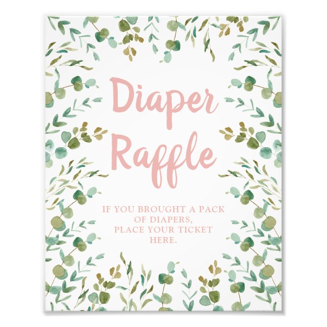 Eucalyptus Leaves Diaper Raffle Sign Fotodruck (Vorne)