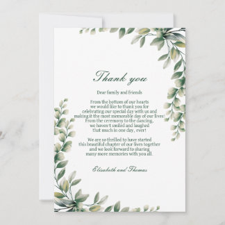 Eucalyptus leaves wedding thank you card  dankeskarte
