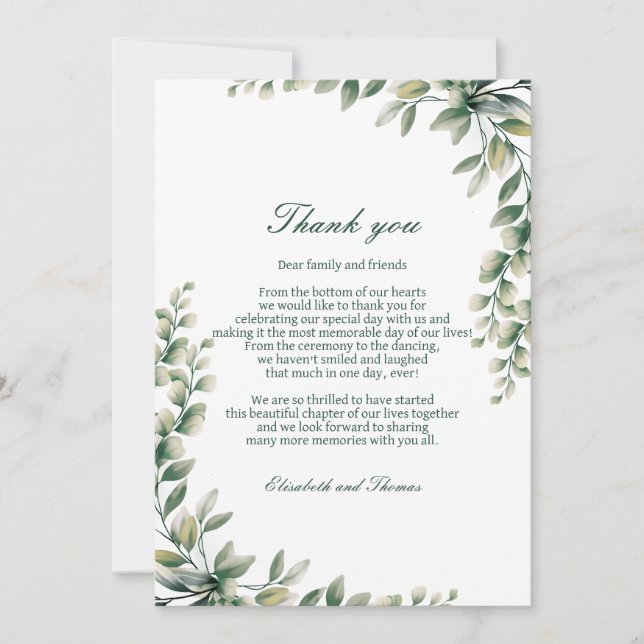 Eucalyptus leaves wedding thank you card  dankeskarte (Vorderseite)