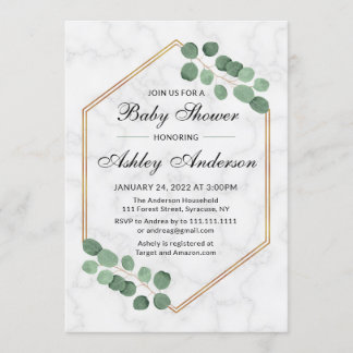 Eucalyptus Marble Baby Dusche Einladung