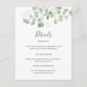 Eucalyptus Mariage Carte d'information invité Insé