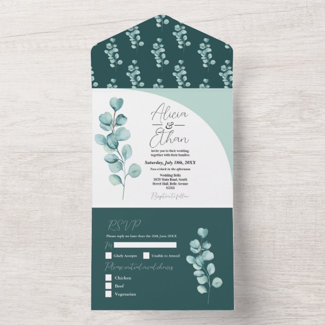 Eucalyptus Mariage Invitation & RSVP Feuilles de p (À l'intérieur)