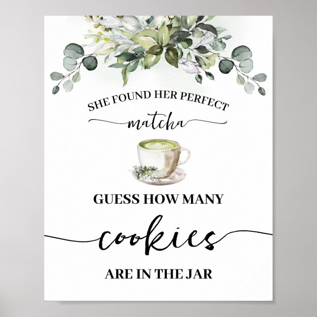 Eucalyptus Matcha How Many Cookies Shower Game Poster (Vorne)